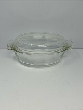 Vintage FIRE KING Anchor Hocking Clear Oval Dish with Lid #433 Casserole 1.5 Qt